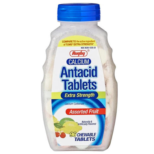 Calcium Antacid Chewable Tablets 750 mg with Assorted Fruit Flavors 96 Count