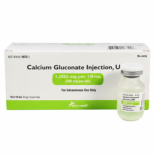 Calcium Gluconate Injection 1000 mg per 10 mL (100 mg per mL) SDV 10 mL x 10/Pack (Rx)