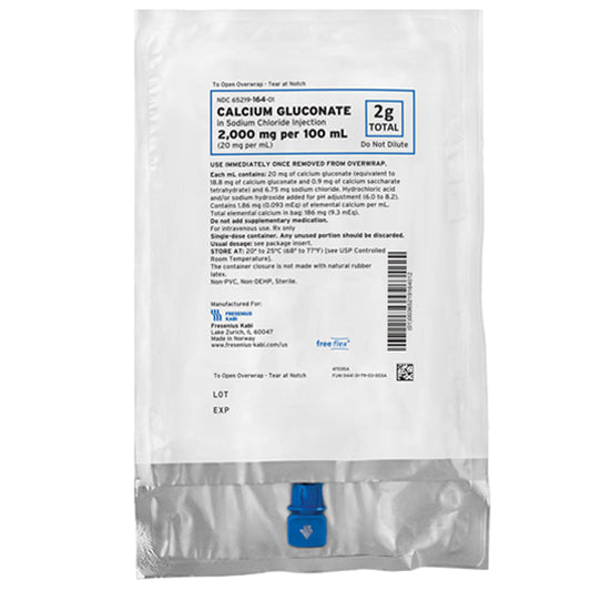 Calcium Gluconate in Sodium Chloride Injection Freeflex 2,000 mg per 100 mL 24/Case (Rx)