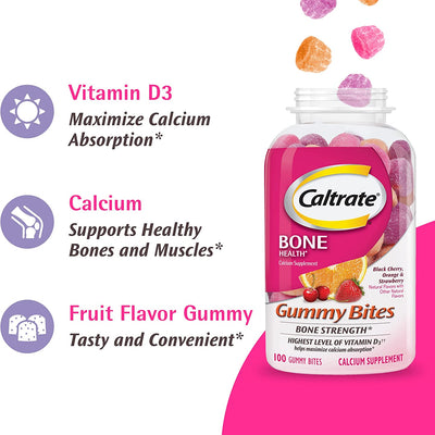 Caltrate Bone Health Calcium & Vitamin D Supplement Gummy Bites, 50 Count