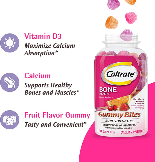 Caltrate Bone Health Calcium & Vitamin D Supplement Gummy Bites, 50 Count