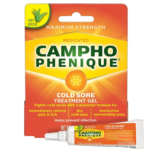 Campho Phenique Cold Sore Treatment, Medicated Maximum Strength Gel 0.23 oz