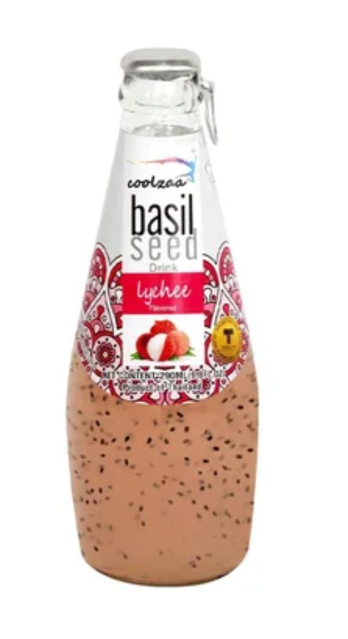 Coolzaa Lychee Basil Seed Drink, 290ML