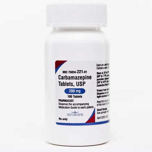 Carbamazepine 200mg Tablets 100 Count by Nivagen Pharmaceuticals (RX)