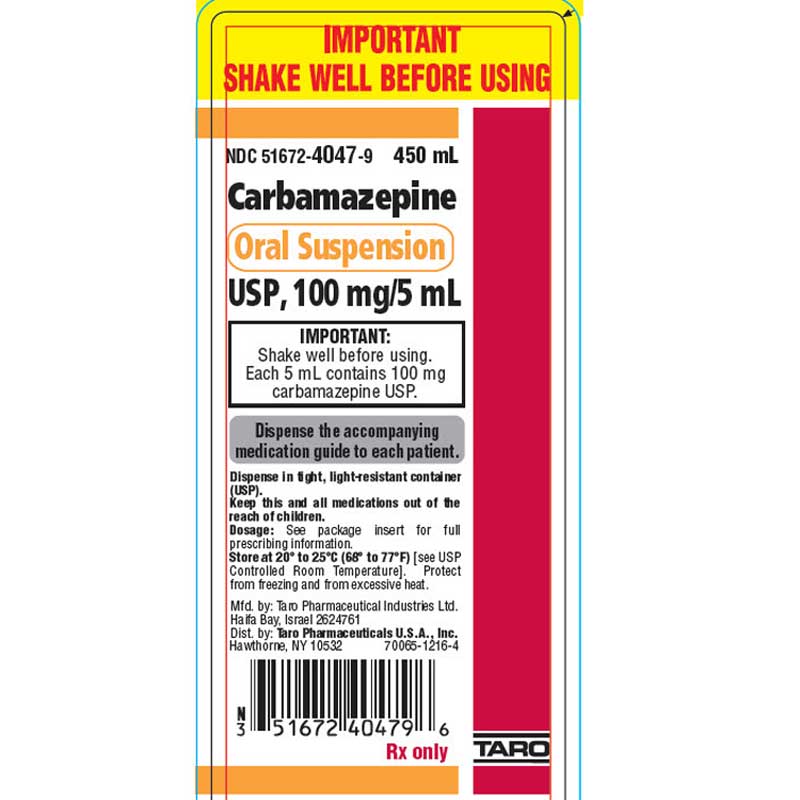 Carbamazepine Oral Suspension USP, 100 mg/5 mL Liquid 450 mL (RX)