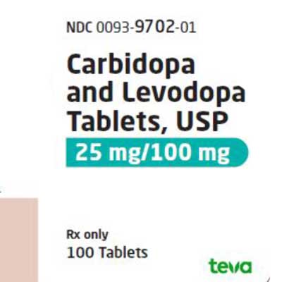 Carbidopa and Levodopa Tablets 25 mg/100 mg, 100 Count (RX)