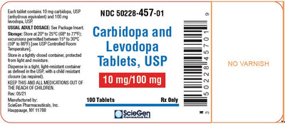 Carbidopa and Levodopa Tablets 10 mg/ 100 mg by ScieGen Pharmaceuticals 100 Count (RX)