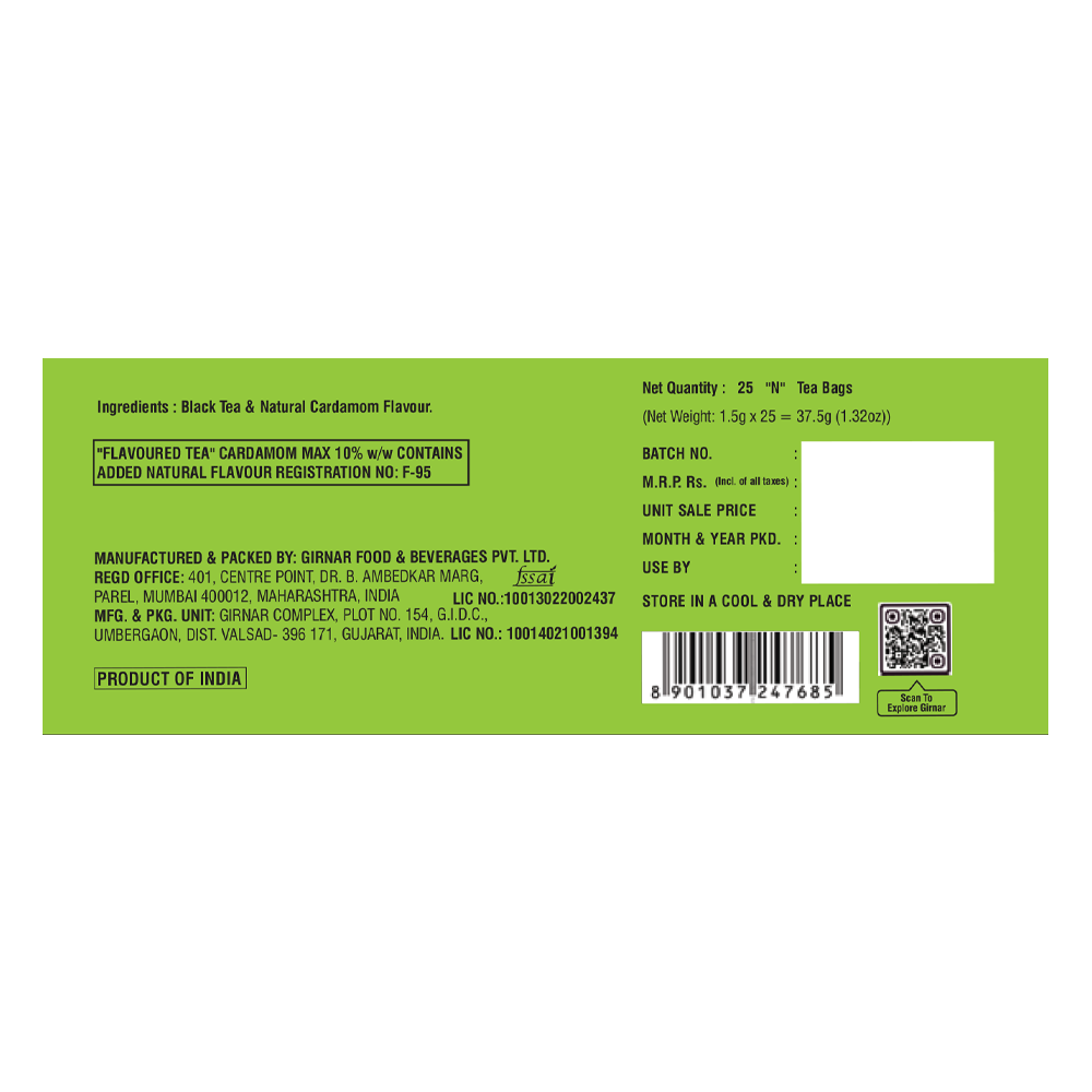 Girnar Black Tea Bags - Elaichi