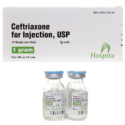 Ceftriaxone Sodium Injection 1 Gram Single-Dose Vial 15 mL by Pfizer (10-Pack) (Rx)