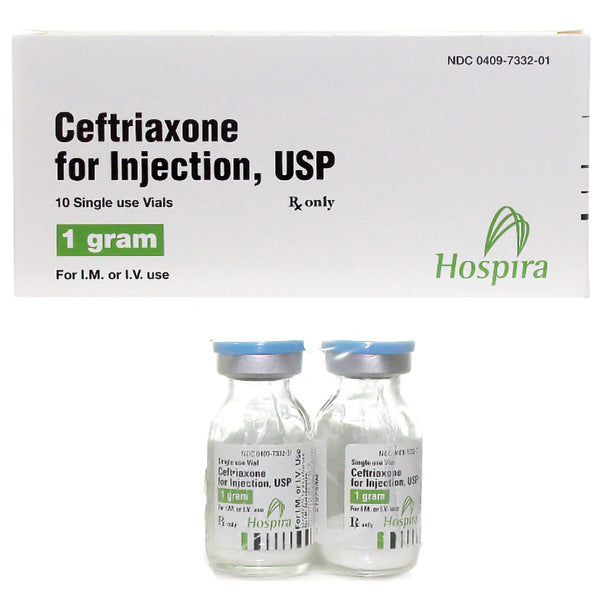 Ceftriaxone Sodium Injection 1 Gram Single-Dose Vial 15 mL by Pfizer (10-Pack) (Rx)