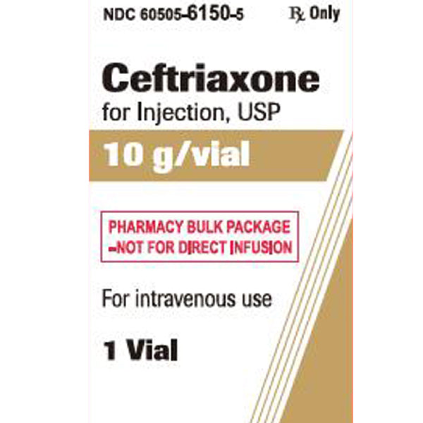 Ceftriaxone Sodium Injection 10 gram Powder Vial (Rocephin) (Rx) - Apotex
