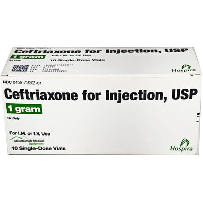 Ceftriaxone Sodium Injection 1 Gram Single-Dose Vial 15 mL by Pfizer (10-Pack) (Rx)