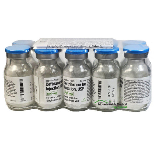 Ceftriaxone Sodium Injection 500 mg 1 mL Vials, 10/Pack (Rx)