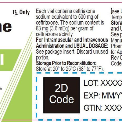 Ceftriaxone Injection 500 mg Single-Dose Vial 10 mL by Apotex (RX)