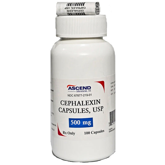 Cephalexin Capsules 500 mg Antibiotic Medicine by Ascend (RX)