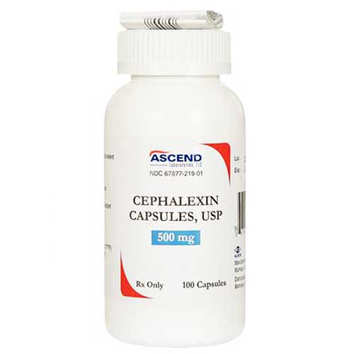 Cephalexin Capsules 500 mg Antibiotic Medicine by Ascend (RX)