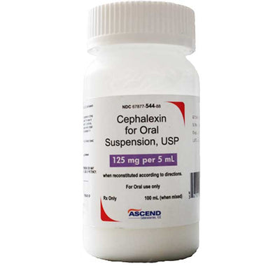 Cephalexin Oral Solution 125 mg/ 5 mL Antibiotic Medicine 100 mL by Ascend (RX)