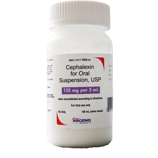 Cephalexin Oral Solution 125 mg/ 5 mL Antibiotic Medicine 100 mL by Ascend (RX)