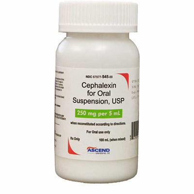 Cephalexin Oral Solution 250 mg/ 5 mL Antibiotic Medicine 100 mL by Ascend (RX)