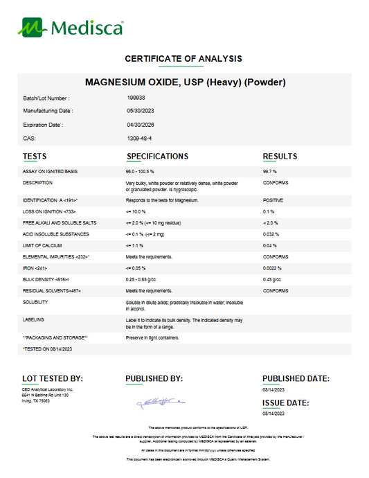 Magnesium Oxide USP (Heavy Powder) For Compounding (API)
