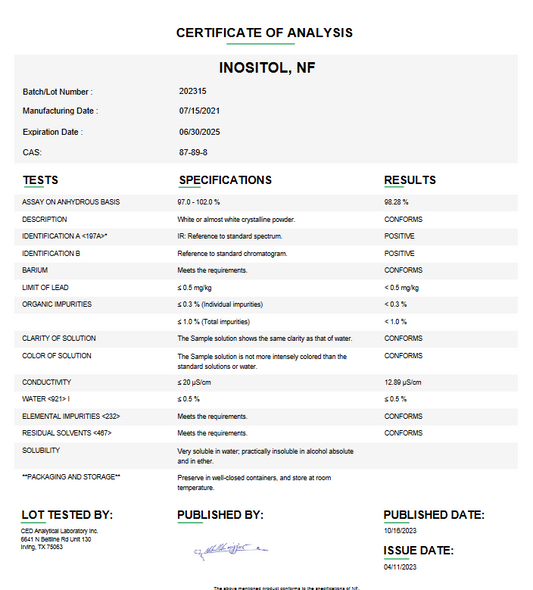 Inositol NF USP For Compounding (API)