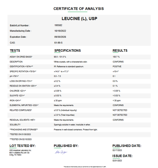 Leucine (L) USP For Compounding (API)