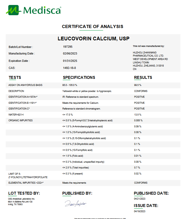 Leucovorin Calcium USP For Compounding (API)