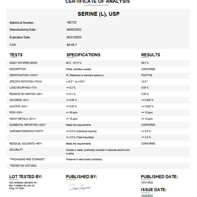 Serine (L) USP For Compounding (API)