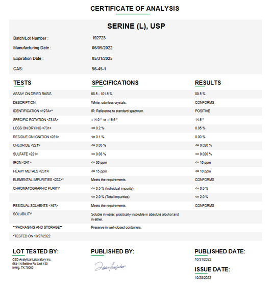 Serine (L) USP For Compounding (API)