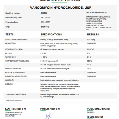 Vancomycin Hydrochloride USP For Compounding (API)