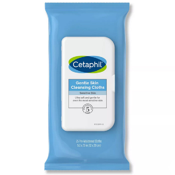 Cetaphil Gentle Skin Cleansing Cloths Face and Body Wipes 25 Count