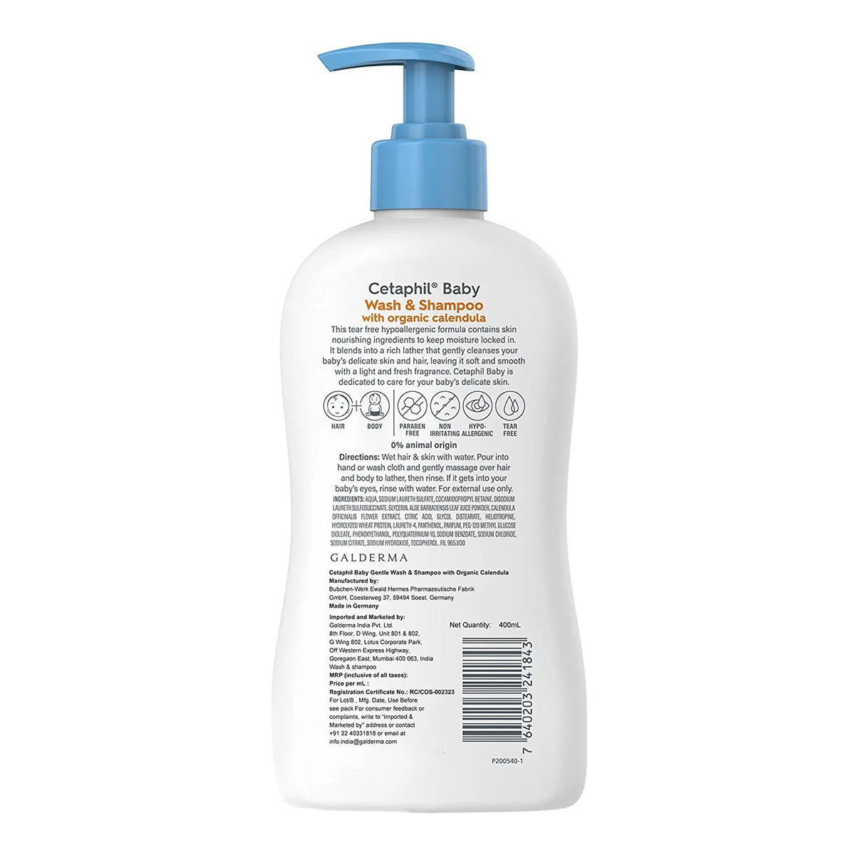 Cetaphil Baby Wash & Shampoo with Organic Calendula (400 ml)