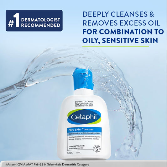 Cetaphil Oily Skin Cleanser, Daily Face Wash for Oily & Acne prone Skin (125 ml)