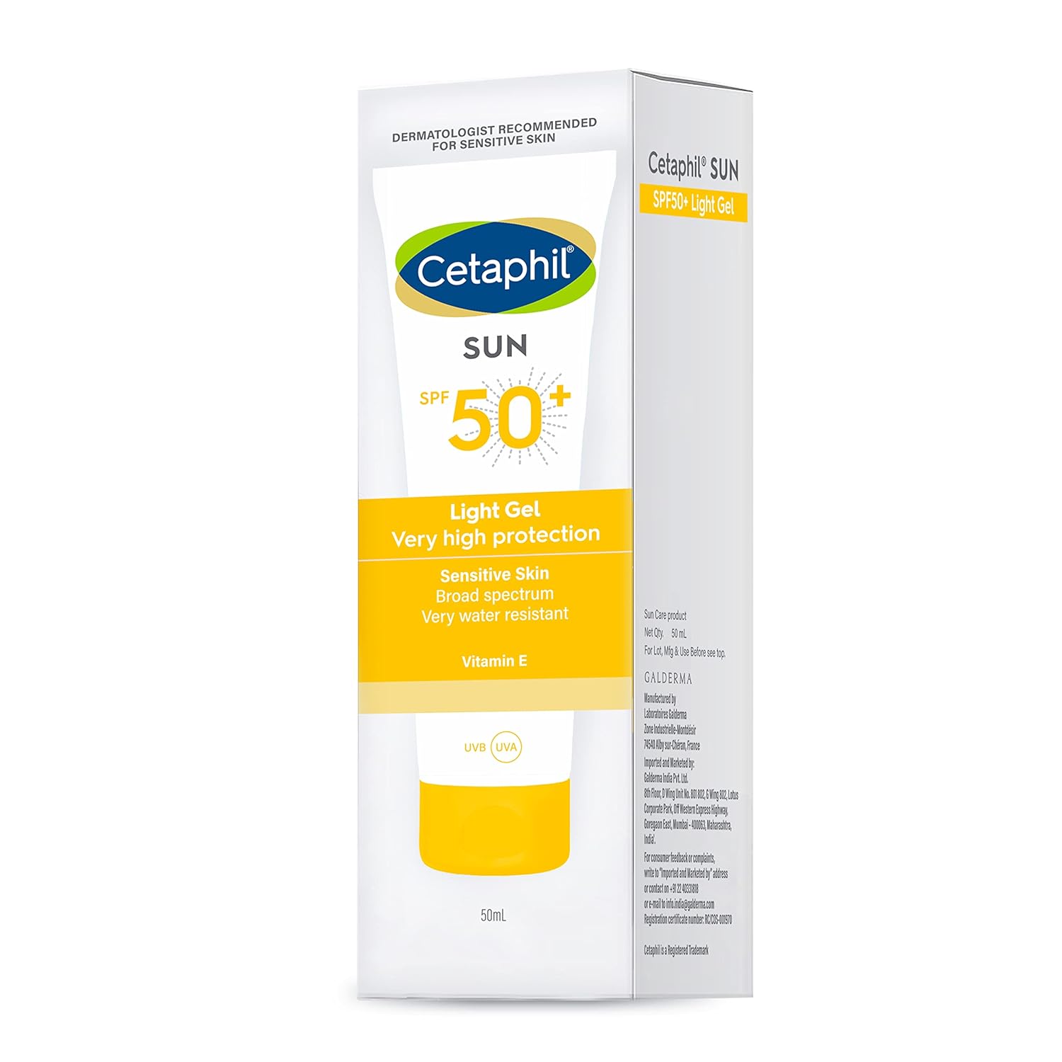 Cetaphil Sun SPF 50 Sunscreen, Very High Protection Light Gel With Vitamin E (50 ml)