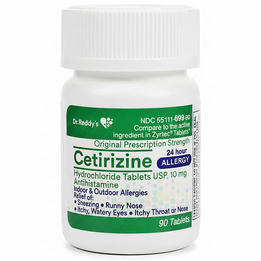 Cetirizine Hydrochloride Tablets 10 mg Indoor & Outdoor 24 Hour Allergy Relief (Generic Zyrtec), 90 Tablets