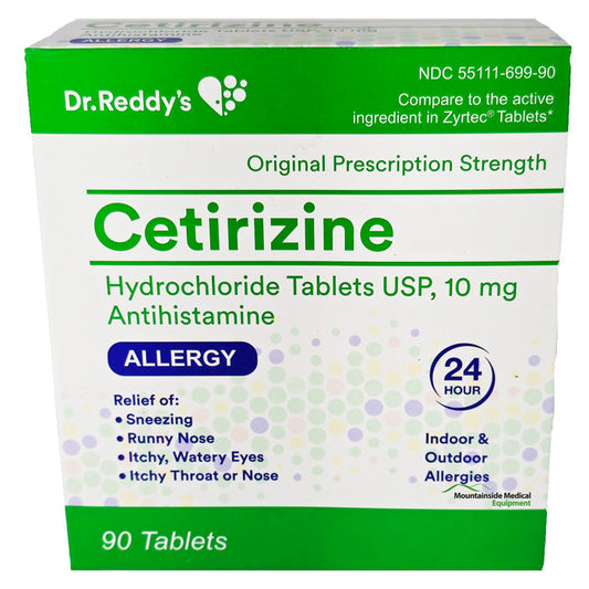 Cetirizine Hydrochloride Tablets 10 mg Indoor & Outdoor 24 Hour Allergy Relief (Generic Zyrtec), 90 Tablets