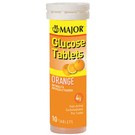 Chewable Glucose Tablets Orange Flavor, 10 Pack