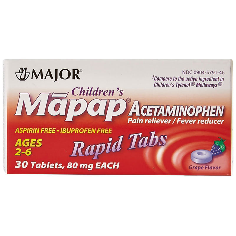 Children's Acetaminophen Rapid Dissolve Tablets 80 mg, Grape Flavor, 30 Count