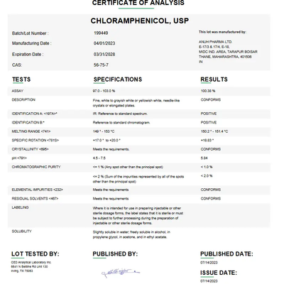 Chloramphenicol USP For Compounding (API)