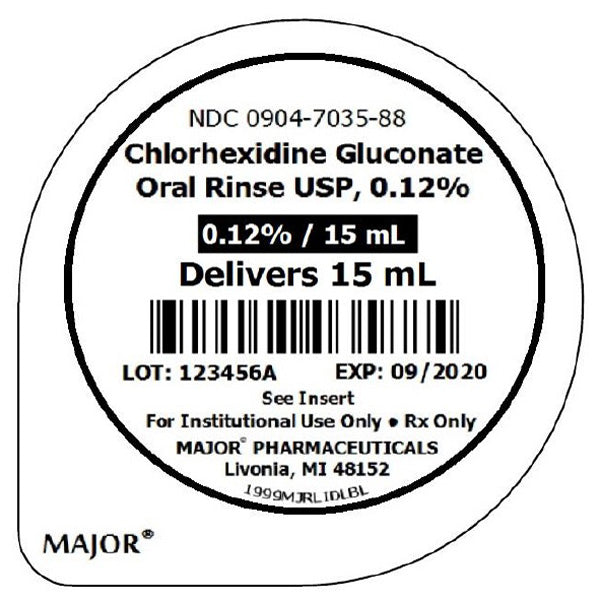 Chlorhexidine Gluconate Oral Rinse 0.12% by Major 15 mL x 40/Case (RX)