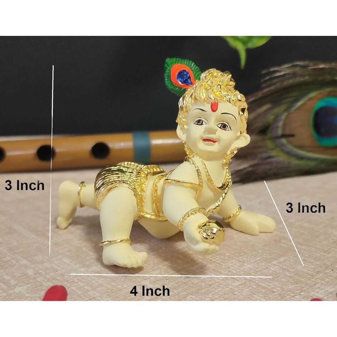 Gold Art India Silver Polished Matte Laddu Gopal Idol