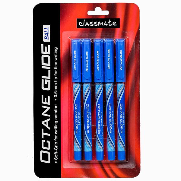 Classmate Octane Glide Ball Pen Blue, 5pcs Blister Pack