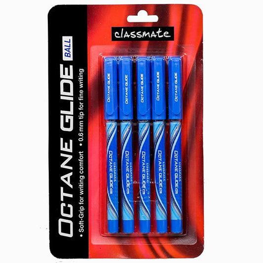 Classmate Octane Glide Ball Pen Blue, 5pcs Blister Pack