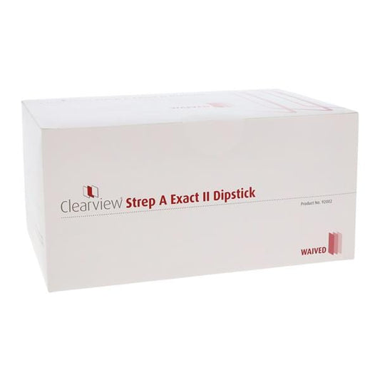 Clearview Strep A Exact II Dipstick Test Kit, Throat Swabs Sample, CLIA Waived by Abbott Rapid Dx North America 30 Tests