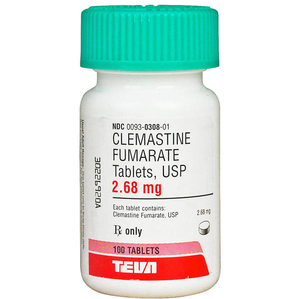 Clemastine Fumarate Antihistamine Tablets 2.68 mg 100 Count (RX)