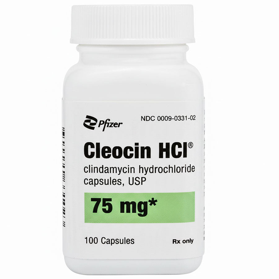 Cleocin Clindamycin hydrochloride 75 mg Capsules by Pfizer 100 Count (RX)