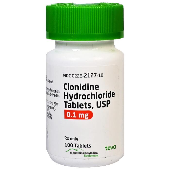 Clonidine HCL Tablets 0.1 mg by Teva 100/Bottle (RX)
