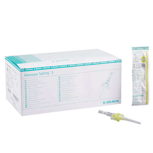 IV Catheter 24 Gauge x 0.75" with Safety Needle, Introcan Safety 3 Closed 50/Box