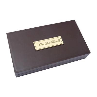 Golden Peacock Brown & Blue 24 CT Gold Foil Wooden Sri Sai Baba Pooja Box