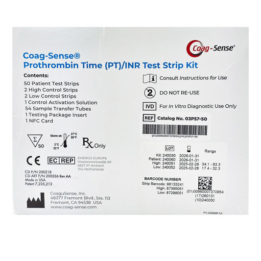 Coag-Sense PT/INR Coagulation Test Strips Kit 50/Box